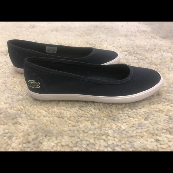 Lacoste Canvas Ballerina Slip On. Navy. - Picture 2 of 2